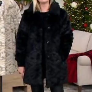 Dennis Basso Madison Avenue Jacquard Coat with Faux Fur Pattern QVC